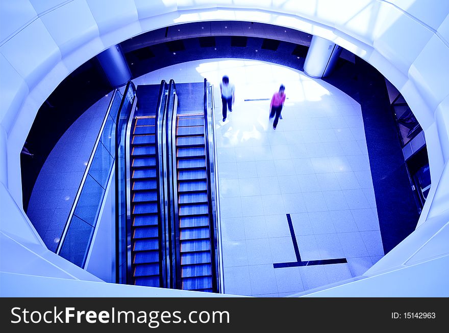 The escalator of the building in beijing china. The escalator of the building in beijing china