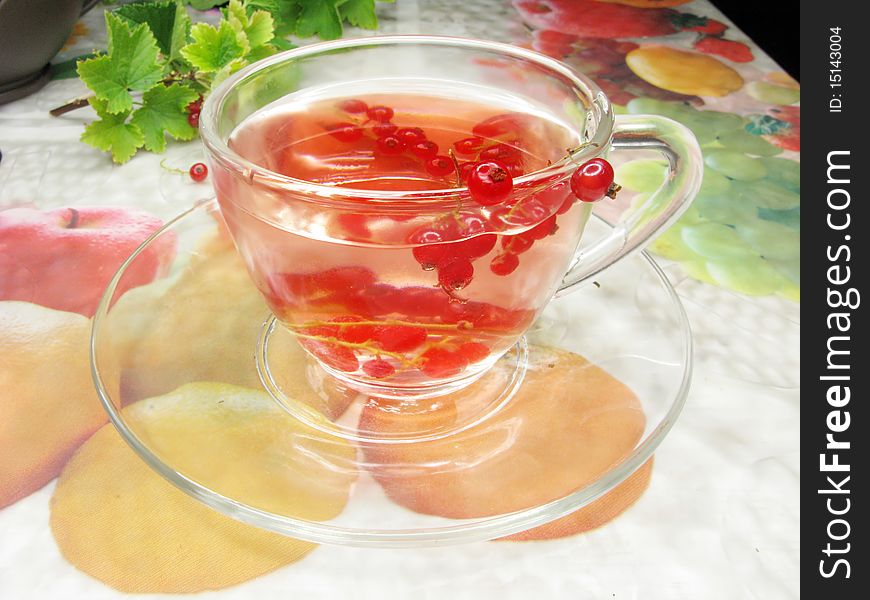 Fruit red tea with currant extract and berries. Fruit red tea with currant extract and berries