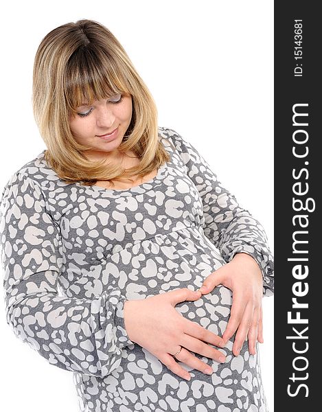 Pregnant woman  on a white background