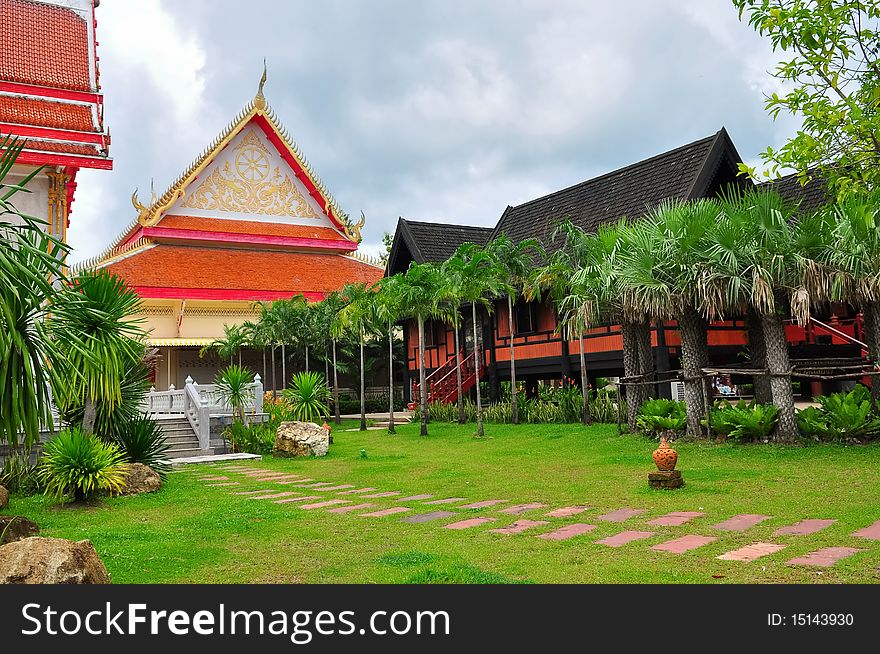 Garden in Chalong Temple in Phuket, Thailand. Garden in Chalong Temple in Phuket, Thailand