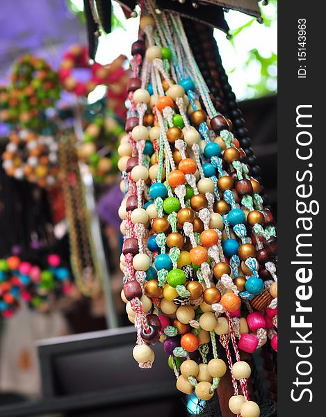 Collection of colorful necklaces on sale