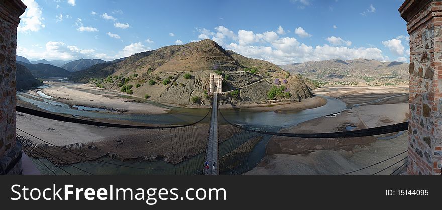 Panorama of a bridge in bolivia