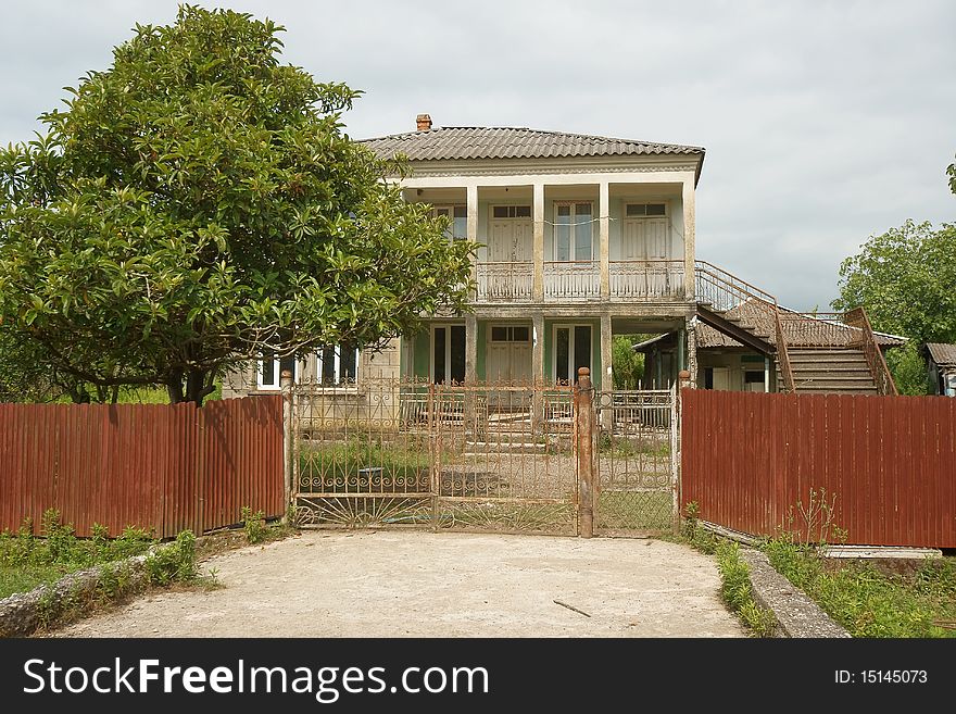 Empty houses in Abkhazia after war