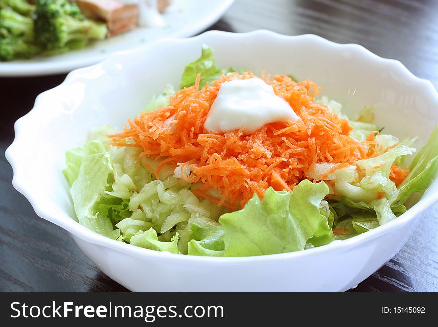 Light healthy vegetable salad in a bowl. Light healthy vegetable salad in a bowl