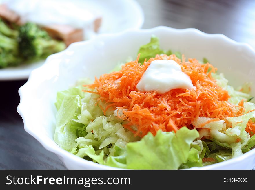 Light healthy vegetable salad in a bowl. Light healthy vegetable salad in a bowl