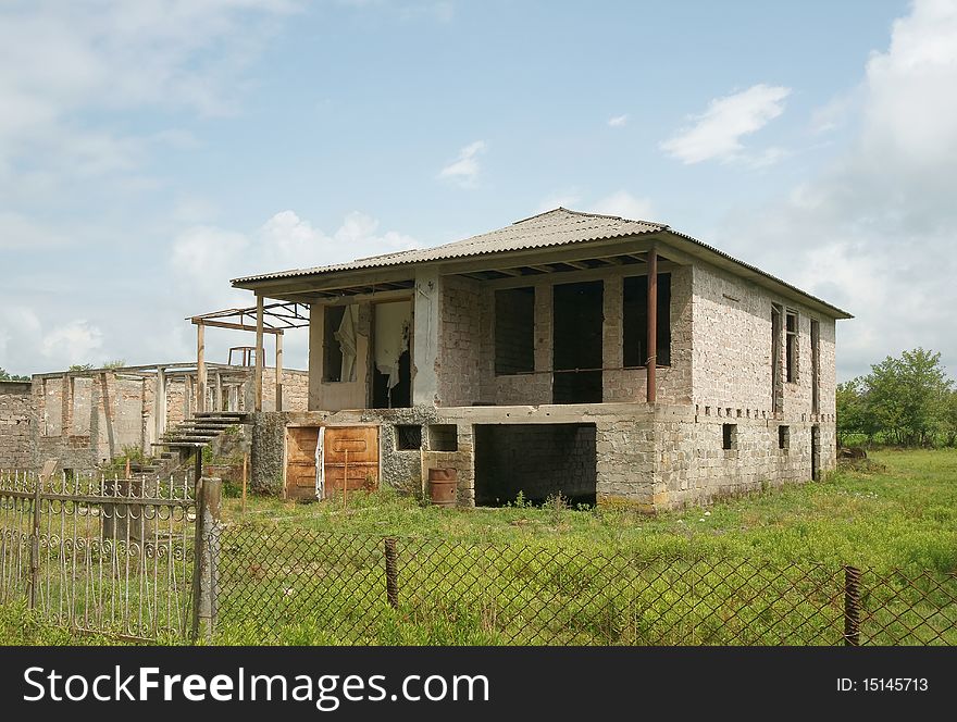 Empty houses in Abkhazia after war