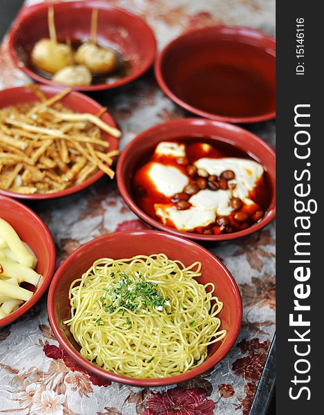 Cold noodles,bean curd,bean jelly, they are all familiar snack in china. Cold noodles,bean curd,bean jelly, they are all familiar snack in china.