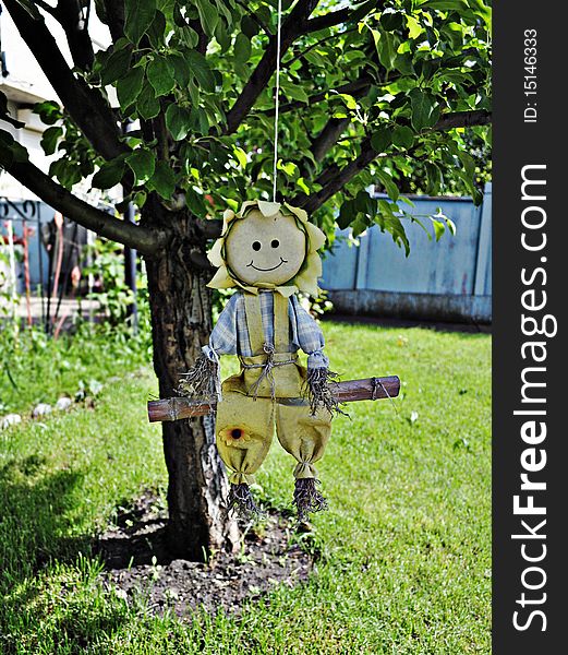 A Smiley Garden Decoration in Back Yard. A Smiley Garden Decoration in Back Yard