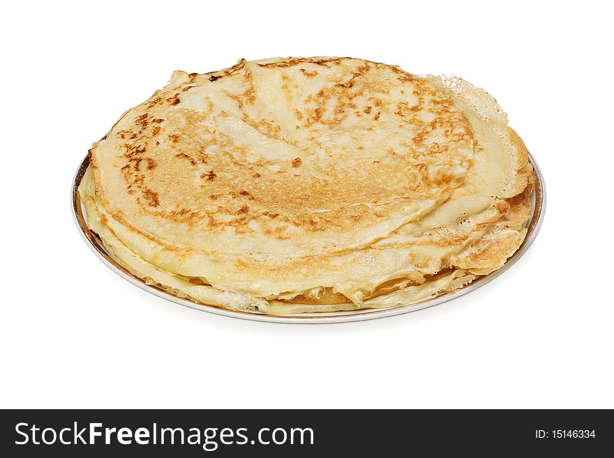 Pancakes pile isolated on white