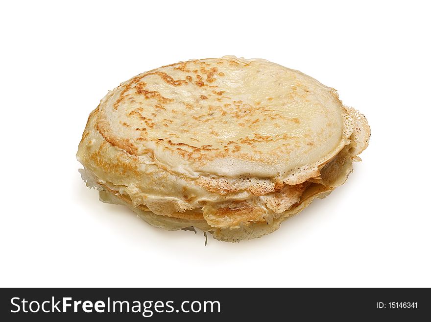 Pancakes pile isolated on white