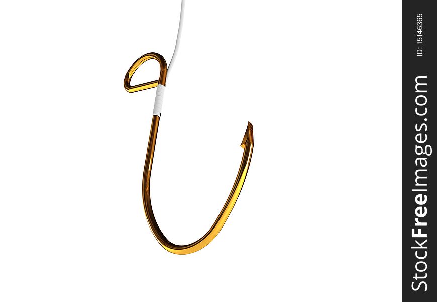Fishhook isolated on white background. High quality 3d render.