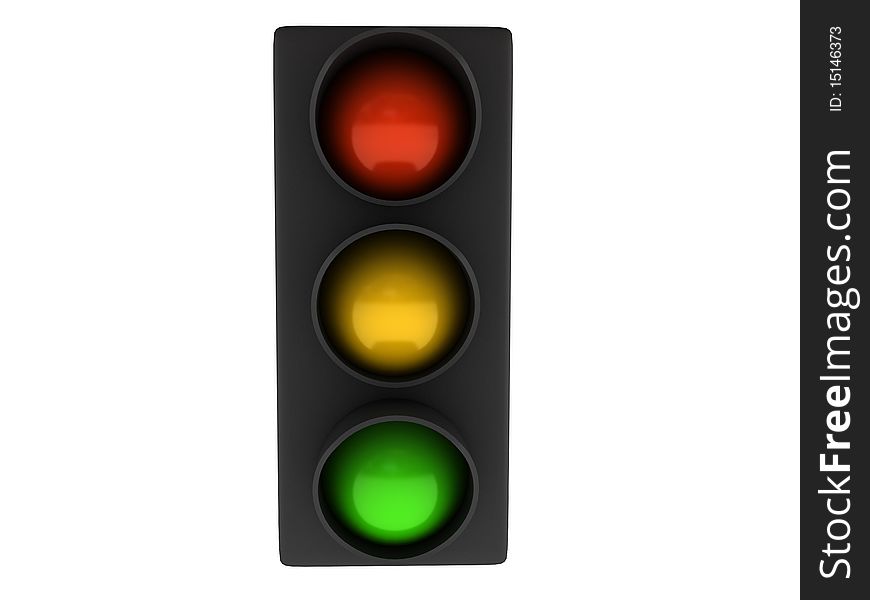 Traffic light isolated on white background. High quality 3d render.