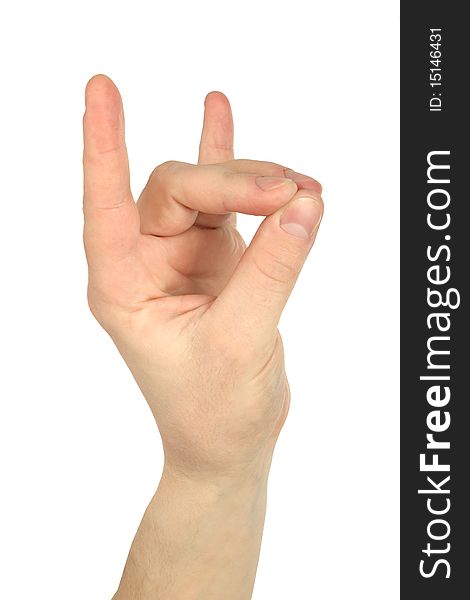 Hand gesture: making animal shape over white background