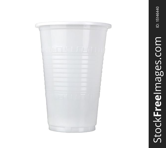 The plastic mug isolated on white