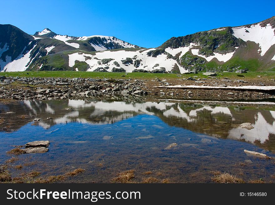 Beautiful lake in Caucasus mountain