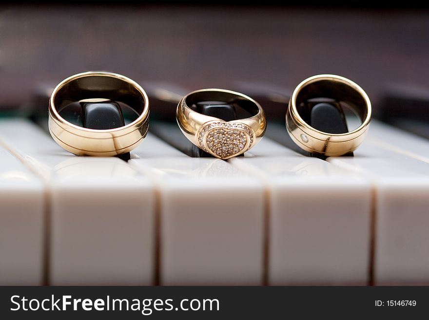 Wedding ring on Piano Keyboard