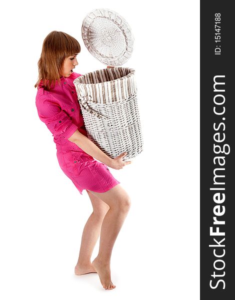 Girl With Basket For Linen