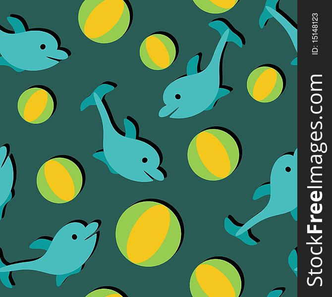 Background With Dolphins And Balls