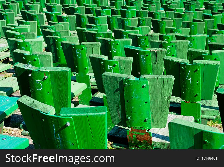 Green seats in the outdoor theatre, Hungary. Green seats in the outdoor theatre, Hungary