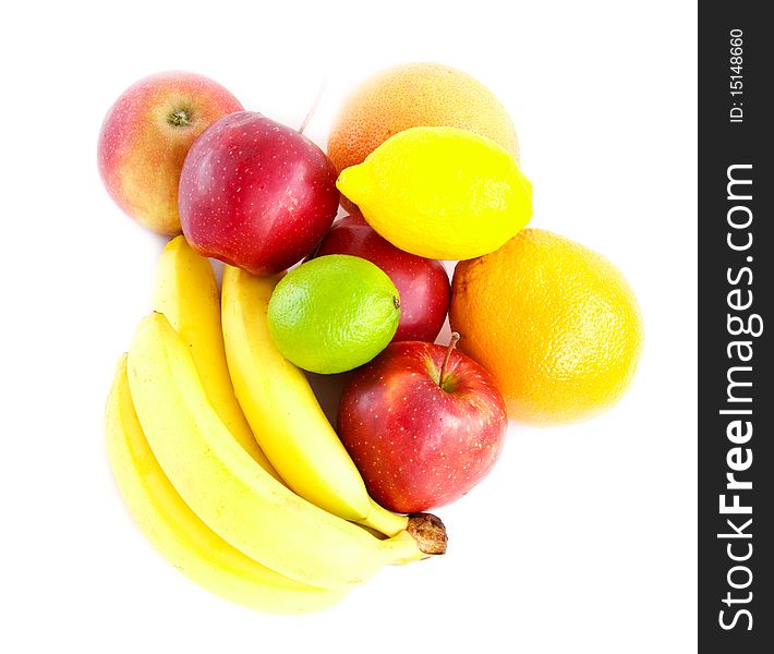 Mixed citrus fruit isolated on a white background