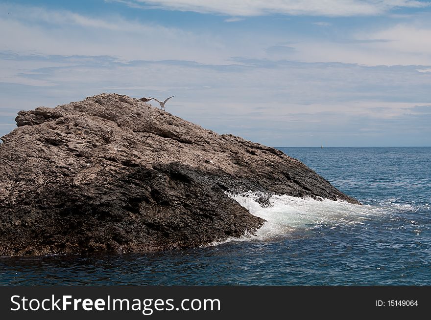 Black Sea. Sea surf. Kind of a wave crashed against the rocks.