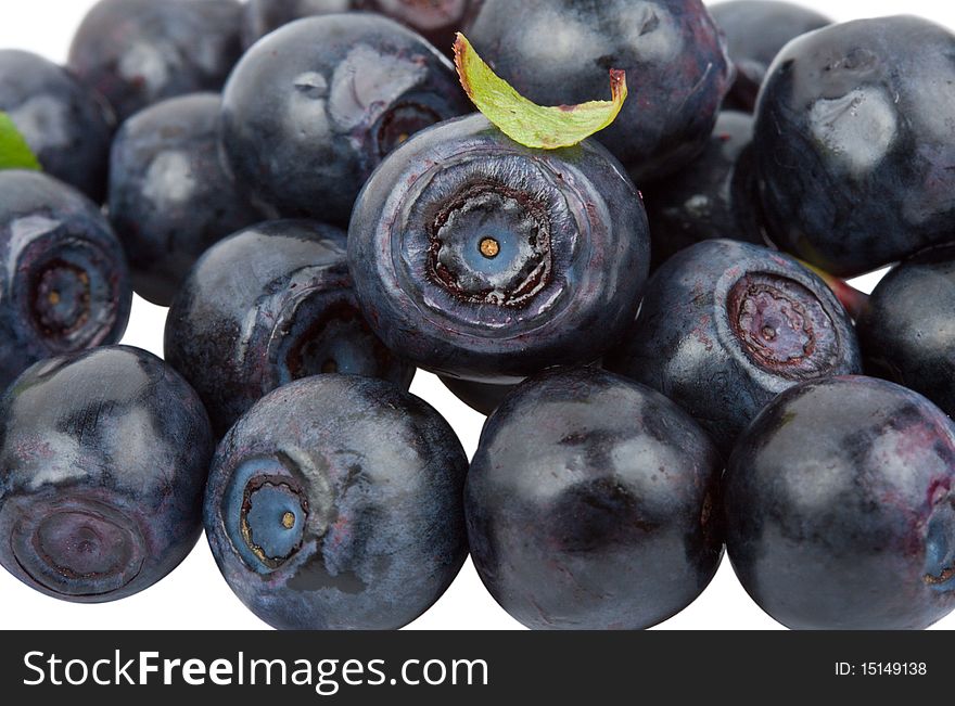 Ripe bilberries, isolated on white