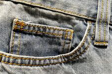 Front Right Pocket On Light-colored Jeans. Royalty Free Stock Photos