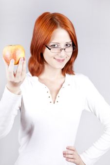 Girl With Apple In Hand. Royalty Free Stock Image Girl With Apple In Hand. Royalty Free Stock Image