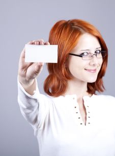 Portrait Of An Young Woman With Blank White Card Stock Images Portrait Of An Young Woman With Blank White Card Stock Images
