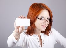 Portrait Of An Young Woman With Blank White Card Royalty Free Stock Image Portrait Of An Young Woman With Blank White Card Royalty Free Stock Image