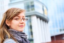 The Girl On A Background Of A Building Royalty Free Stock Images The Girl On A Background Of A Building Royalty Free Stock Images