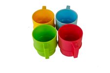Multi-coloured Tea Cups Royalty Free Stock Photos