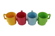 Multi-coloured Tea Cups Royalty Free Stock Photo