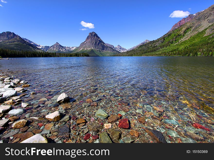 Landscape in two medicine lake at Glacier national park