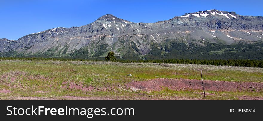 Scenic landscape in Rocky mountains of Montana near East glacier
