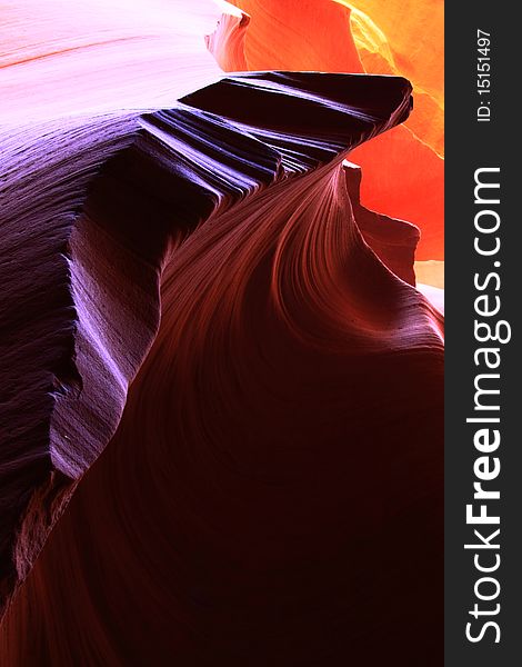 Natural sculpture Antelope canyon Arizona mountain cliff sand colors relief