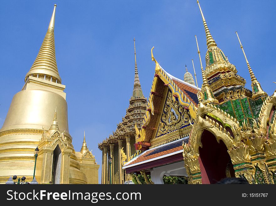 Golden Pagoda and Church at Grnad Palace, Bangkok, Thailand