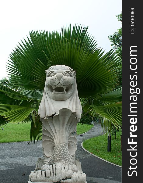 Lion Statue in the park, Bangkok, Thailand