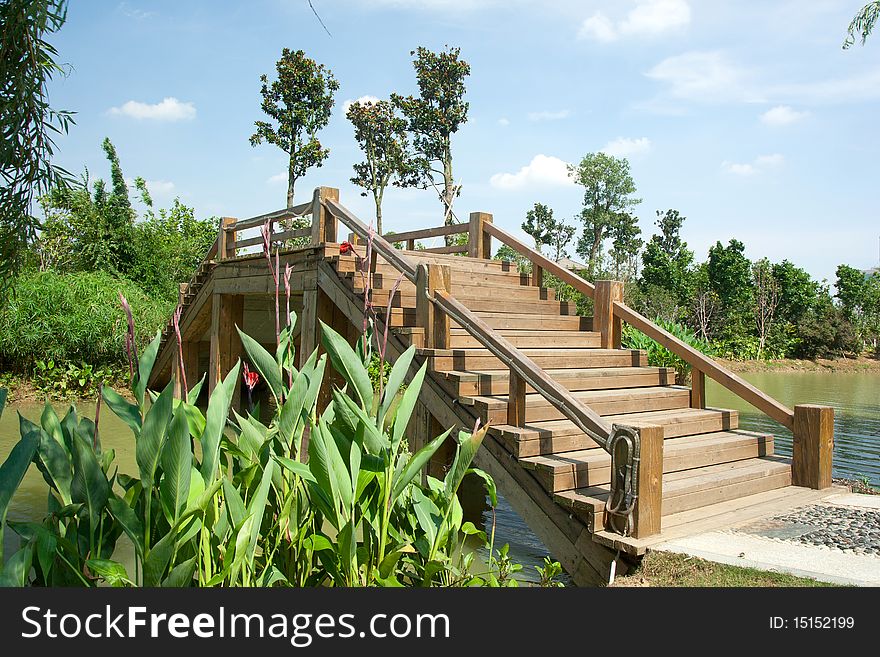 Bridges, gardens and water, Chinese antique building. Bridges, gardens and water, Chinese antique building