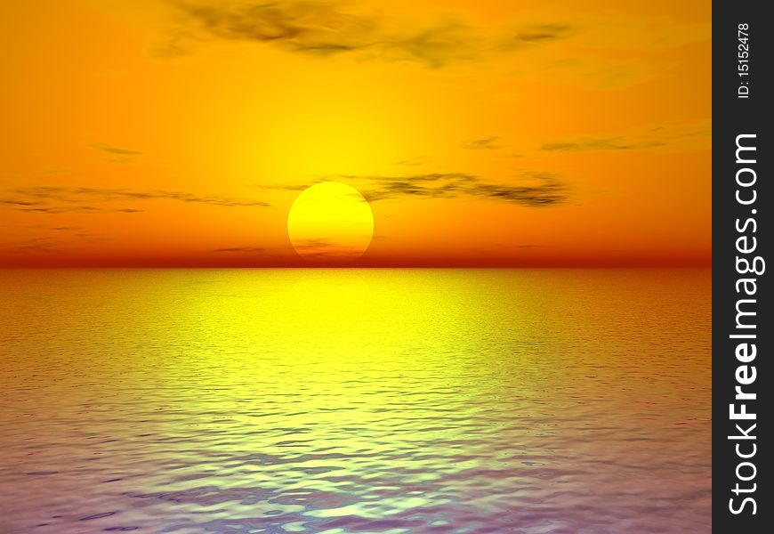 A 3d render of a beautiful orange sunset. A 3d render of a beautiful orange sunset.
