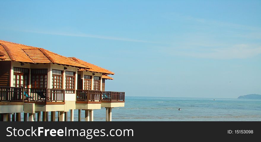 Image of water chalet near beach