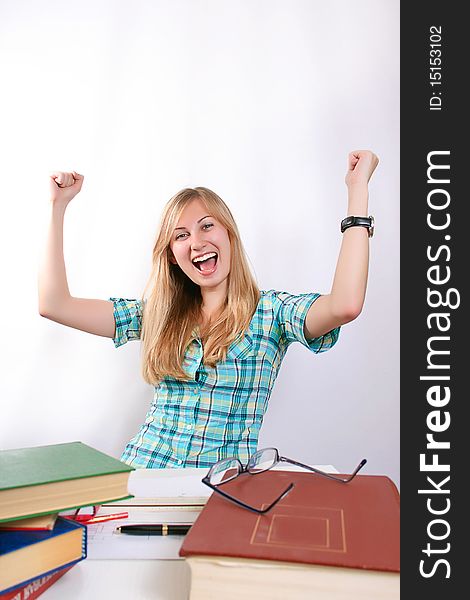 Portrait of a beautiful young female student .