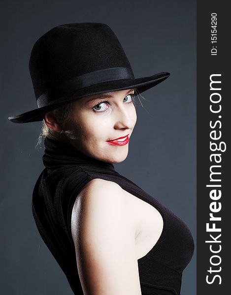 Beautiful, sweet, blonde woman with hat. Fashion art photo. Beautiful, sweet, blonde woman with hat. Fashion art photo