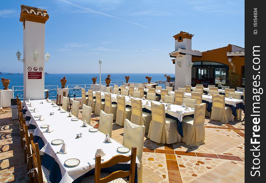 Outdoor Banquet Table with beautiful sea views