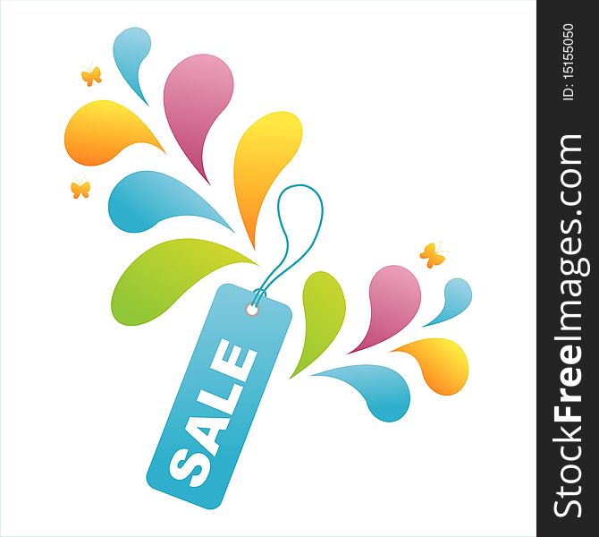 Colorful sale tag background with splash