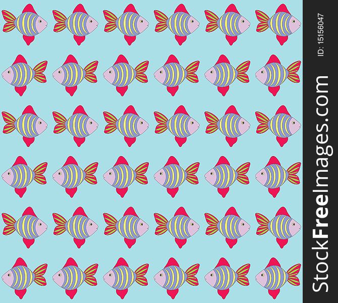 Seamless wallpaper with colored fishes