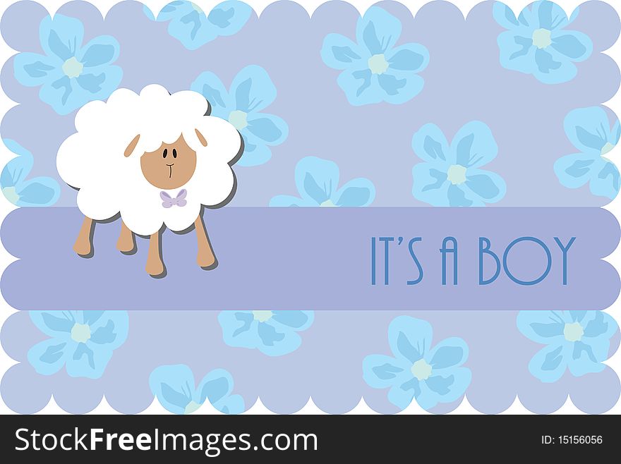 Invitation card for babyshower with cute sheep