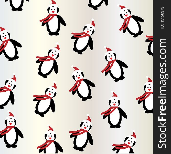 Penguin Christmas Background Seamless