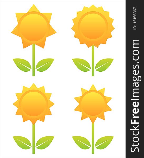 Set of 4 sun flowers icons. Set of 4 sun flowers icons