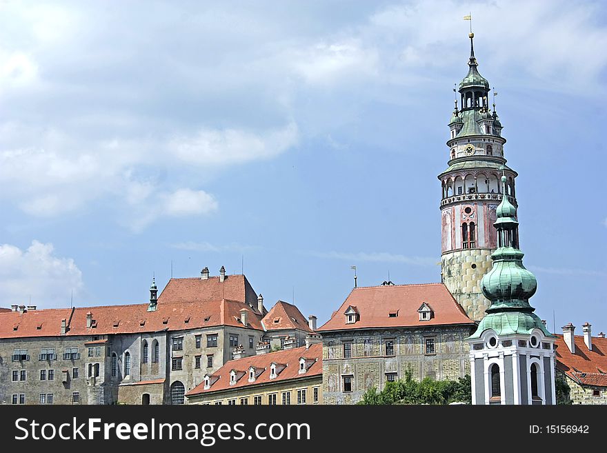 Castle and its tower in cesky krumlov. Castle and its tower in cesky krumlov